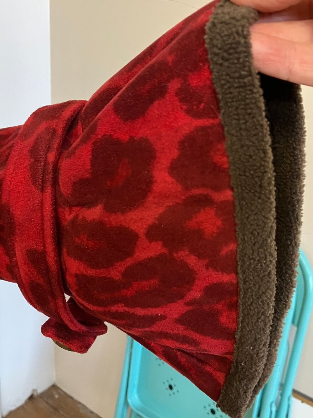 Red and Brown Fleece Swing Coat - Very Good Condition Sz L - Picture 4 of 10